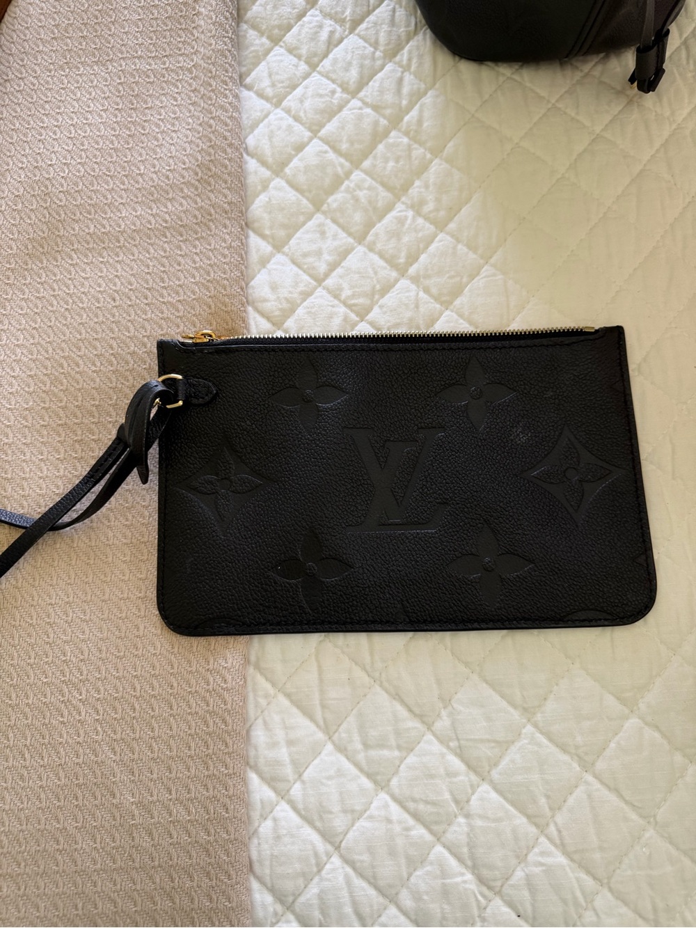 Louis Vuitton Black Monogram-Embossed Leather Tote with Gold Hardware - Picture 6 of 8